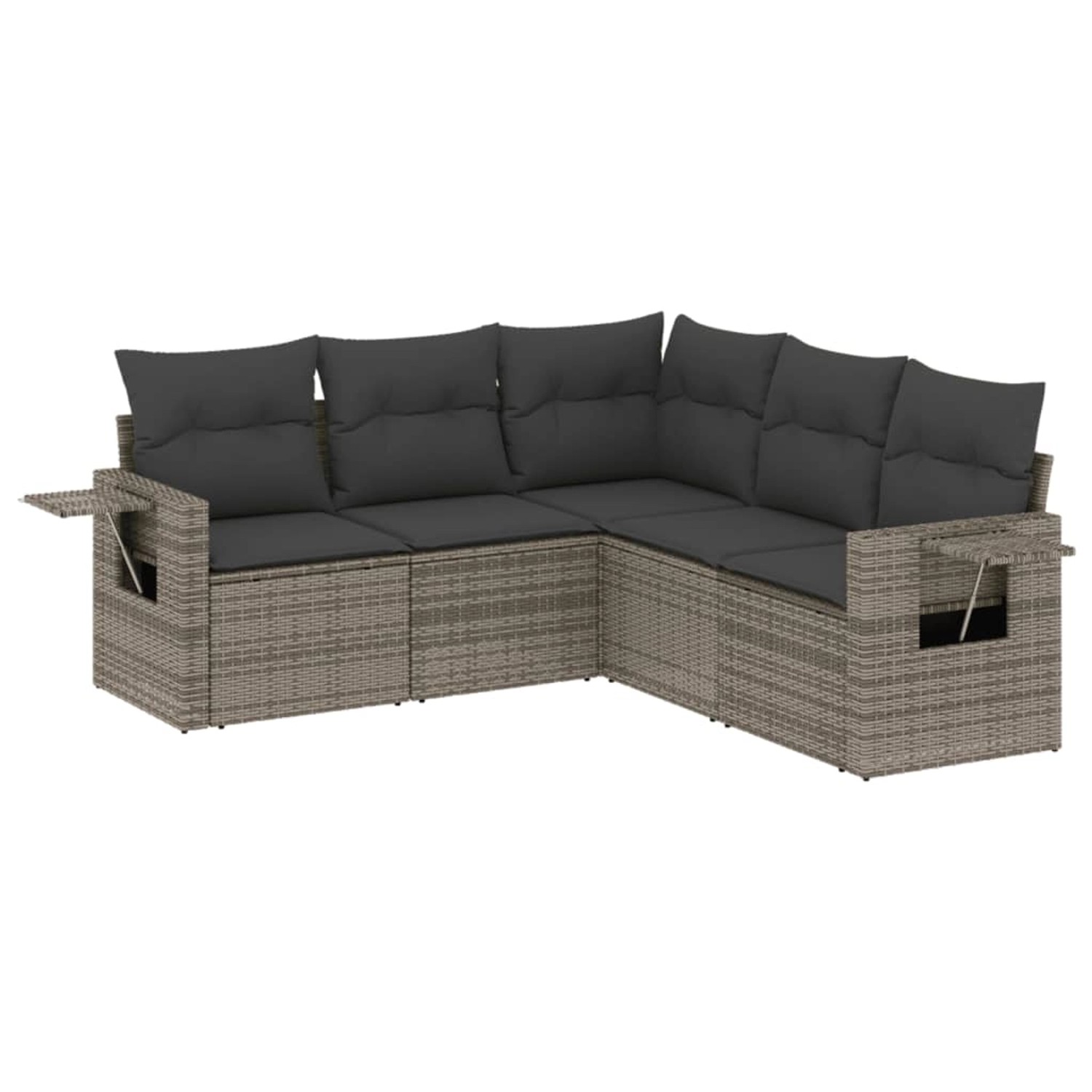 vidaXL 5-Tlg Garten-Sofagarnitur mit Kissen Grau Poly Rattan 3220149 günstig online kaufen