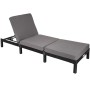 Tectake Rattan Sonnenliege Sofia Widerstandsfähig Uv Beständig  196 x 66 x 27 cm Schwarz