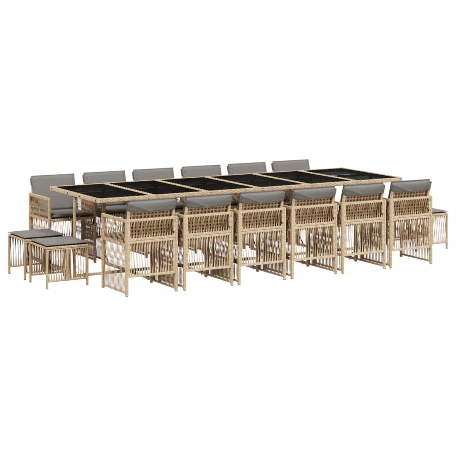 vidaXL 17-Tlg Garten-Essgruppe mit Kissen Beigemischung Poly Rattan 3211008 günstig online kaufen