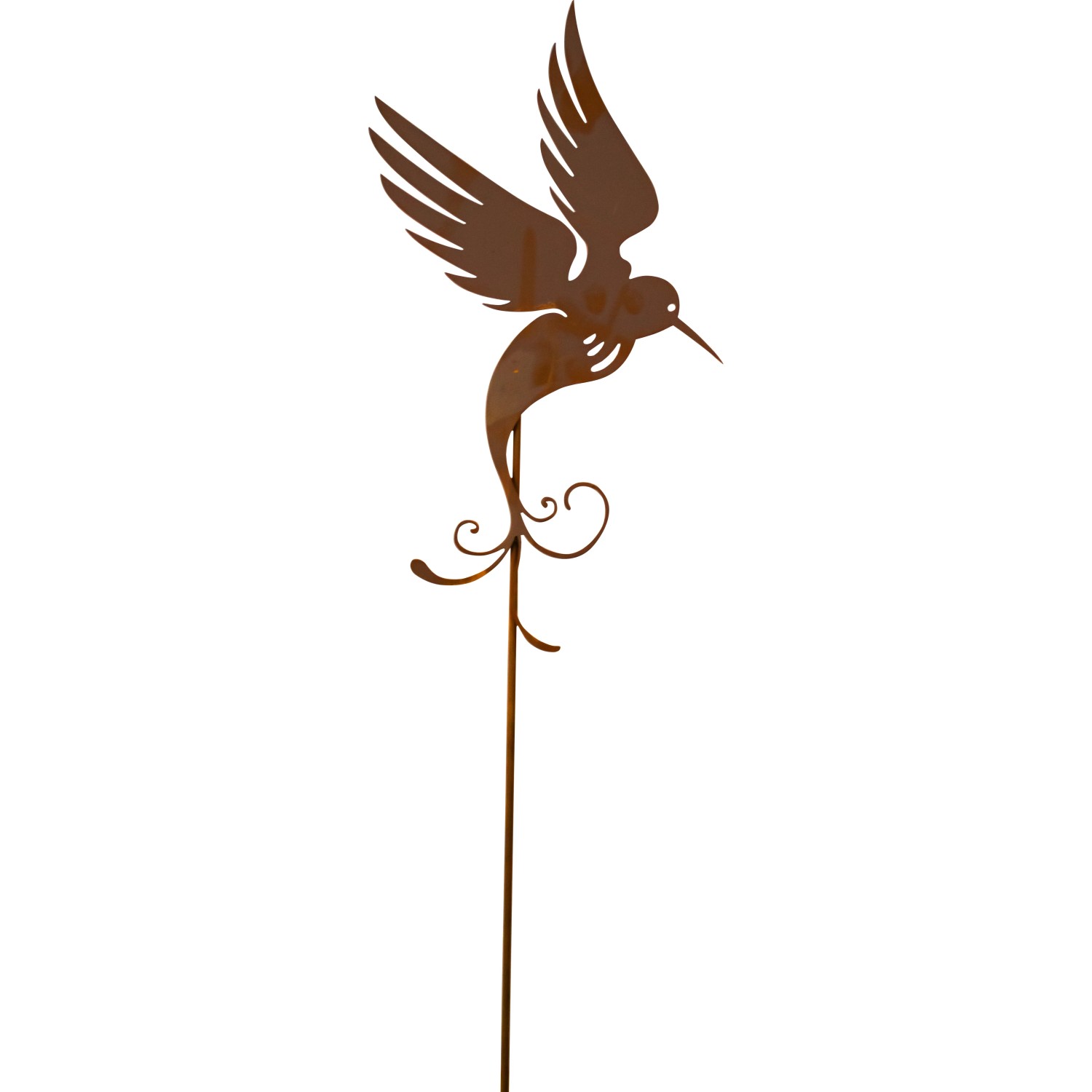 Ferrum Art Design Gartenstab "fliegender Kolibri" Höhe 145 cm Rostbraun