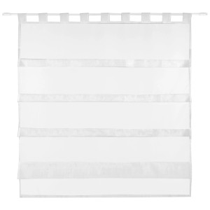 Bestlivings Sky Gardine in Weiß mit Raffoptik und Schlaufen, 100x110 cm, für Fenstervorhänge.