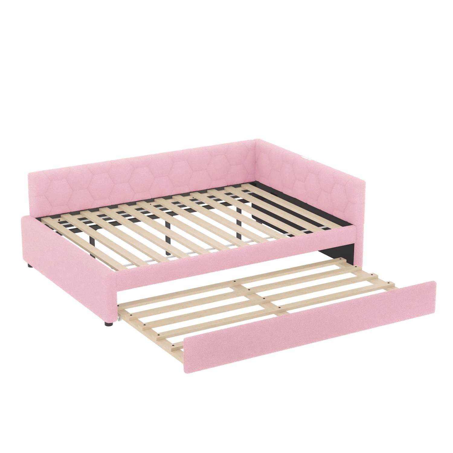 Merax Tagesbett 140x200 cm Mit Ausziehbett Nachttischlampe USB Typ C Rosa