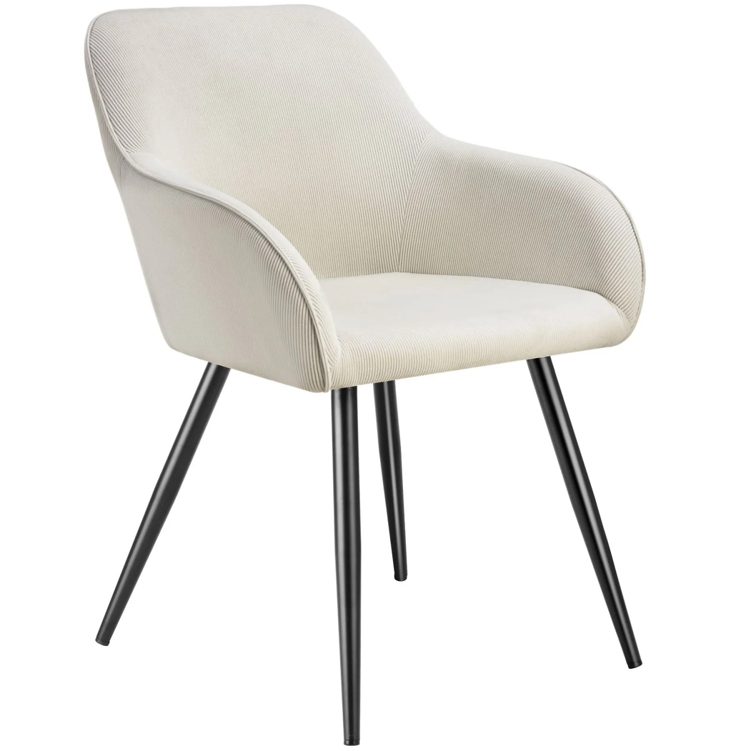 Tectake Esszimmerstuhl Marilyn Gepolstert  In Cordoptik Durchgehende Lehne  58 x 62 x 82 cm Creme Schwarz
