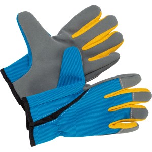 Blauer Kinderhandschuh Größe 5 für Gartenarbeit und Sandkasten.
