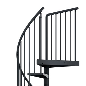 Dolle Außenspindeltreppe Gardenspin, Ø 125 cm, anthrazitfarben, mit 11 Stufen. Detailansicht.