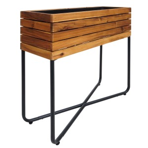 MCW Pflanzkasten L25, 60x62x22cm, aus Akazienholz mit schwarzem Metallgestell. Blumenkasten für Innen und Außen.