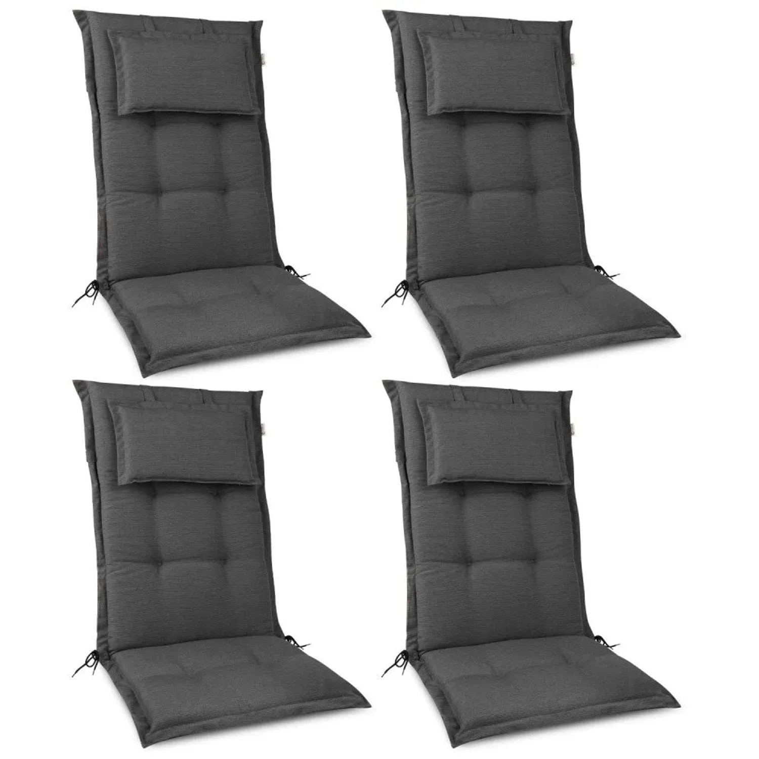 Beautissu HighLux HL Hochlehner 120x52x7cm Anthrazit 4tlg