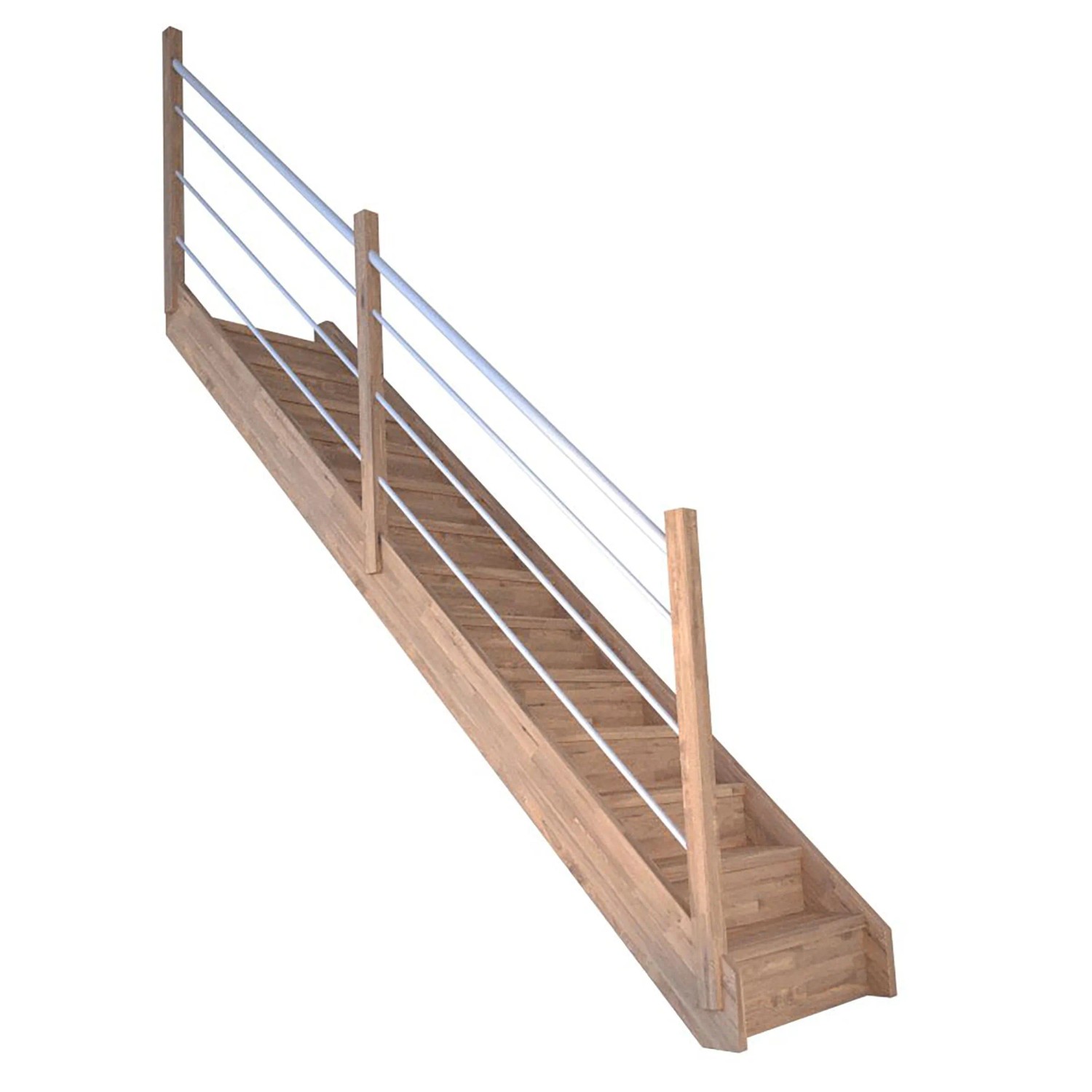 Treppe Mykonos Pro Eiche Ger. 90cm Setzstufe Holz-Edelstahl-Geländer Weiß L günstig online kaufen