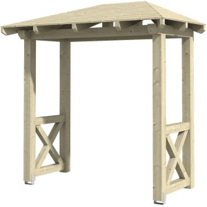 Skan Holz Haustür-Vordach Wismar 4 Natur, 258x126 cm, aus Fichte Konstruktionsvollholz.