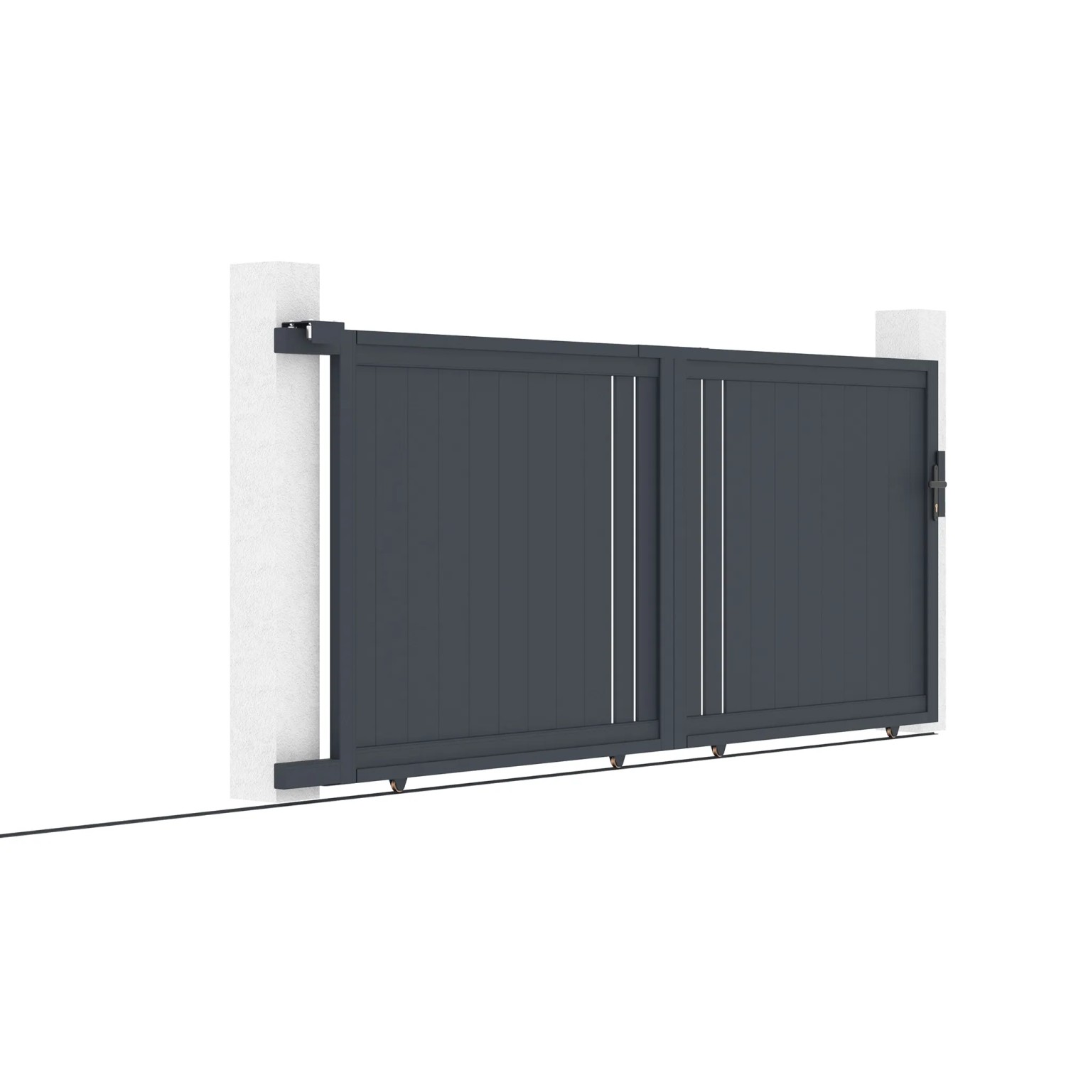 Graues Casanoov Schiebetor Giona (3,5 m) mit Pfosten (H 166 cm) aus Aluminium.