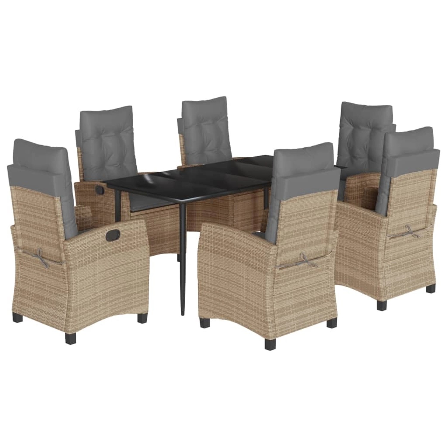 vidaXL 7-Tlg Garten-Essgruppe mit Kissen Beigemischung Poly Rattan 3212828 günstig online kaufen