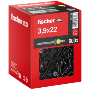 Fischer Schnellbauschrauben FSN-TPG 3,9x22 mm, 600 Stück im Karton. Holzschrauben für schnelle Verarbeitung.