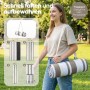 Sekey Picknickdecke, braun gestreift, mit Tragegurt. Ideal für Camping und Strand.