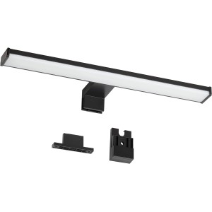 Schwarze Oktaplex LED Spiegelleuchte, 40cm, 8W, warmweißes Licht, inklusive Montagematerial.