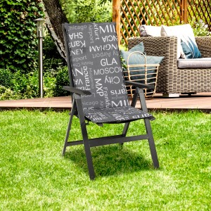 6er-Set Beo Sitzauflage Hochlehner Bellona grau mit Städte-Design für Gartenstuhl.