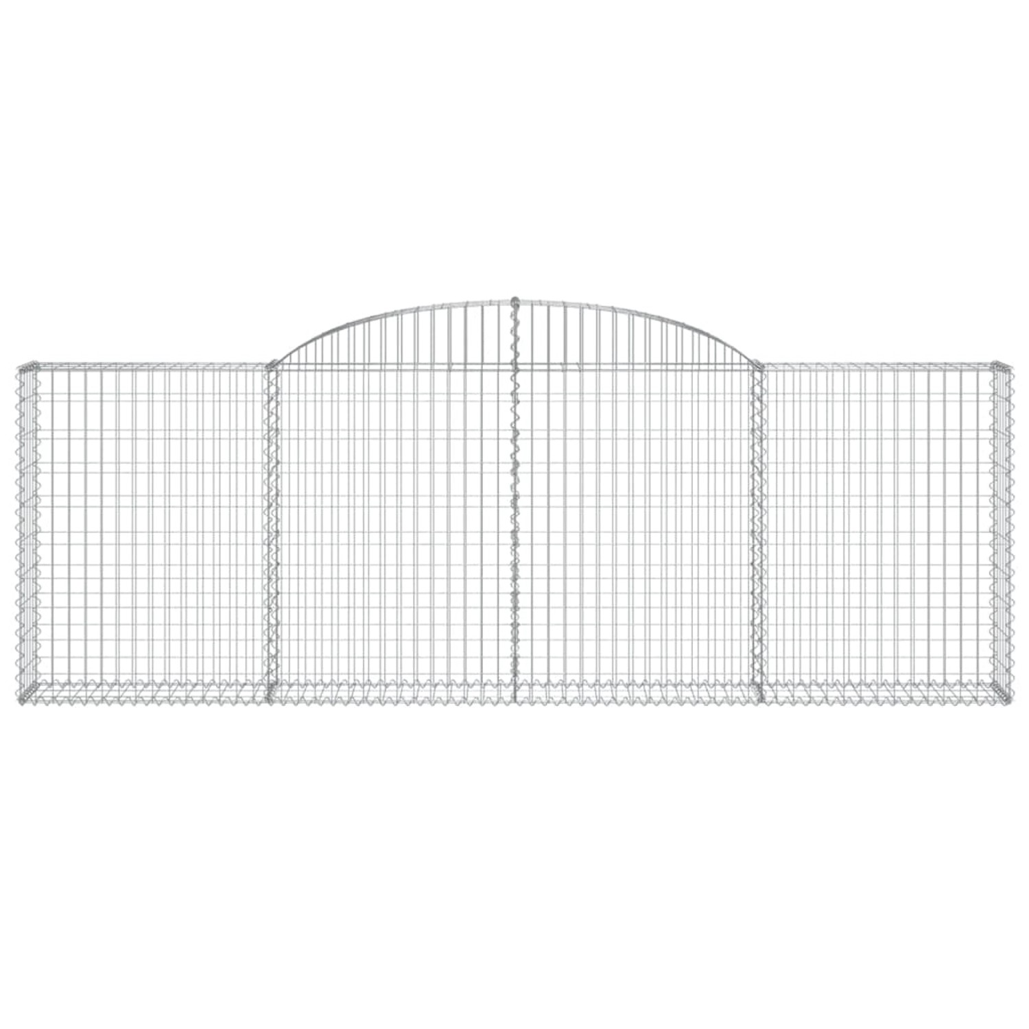 Zwei Gabionen mit Hochbogen, 300x30x100/120cm, aus verzinktem Eisen. Ideal als Hochbeet oder Gartendeko.