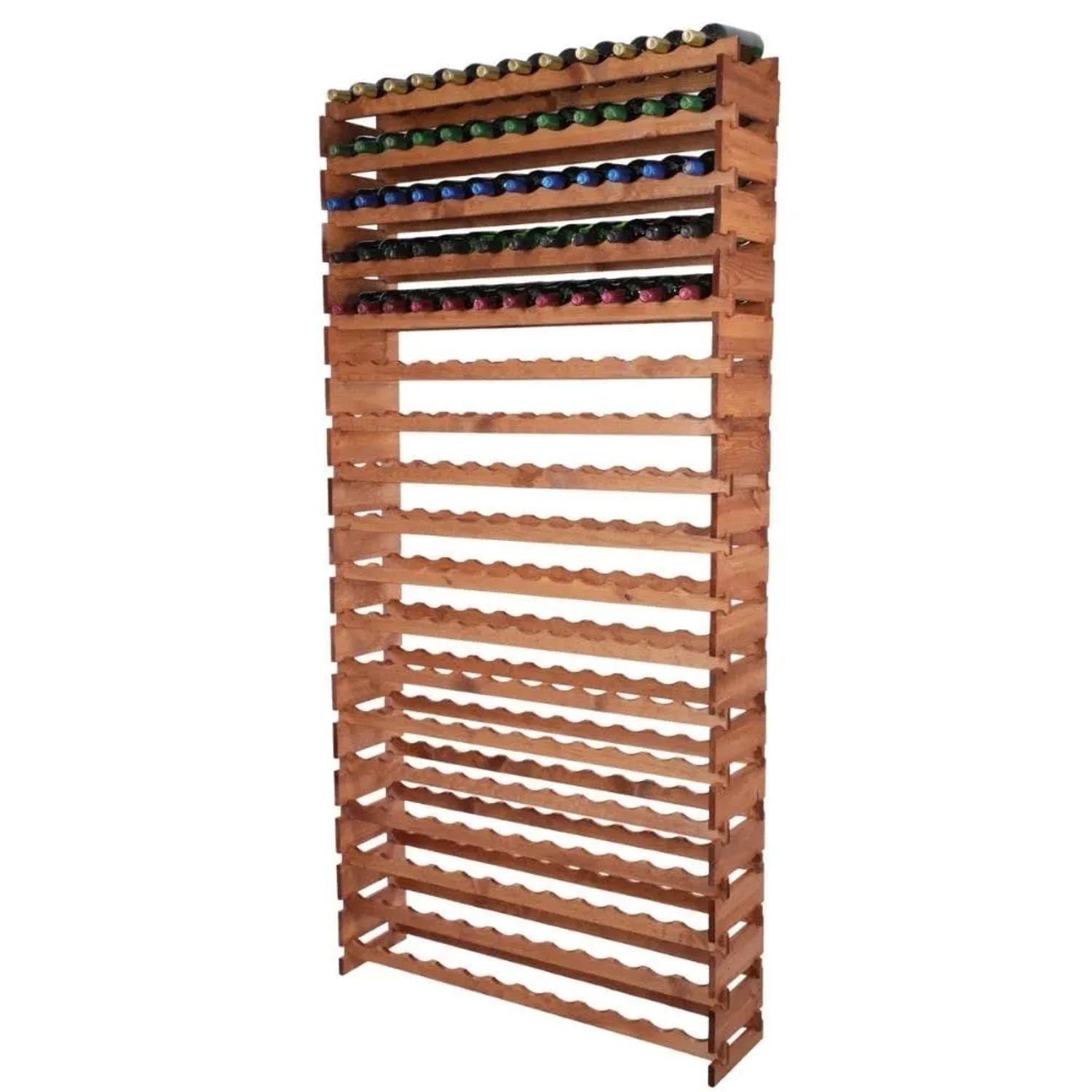 PROREGAL Weinregal VINOTECA FLEX PRO HxBxT 247x123x28cm 216 Flaschen Auf 18 Ebenen Massives Kiefernholz Braun Geölt