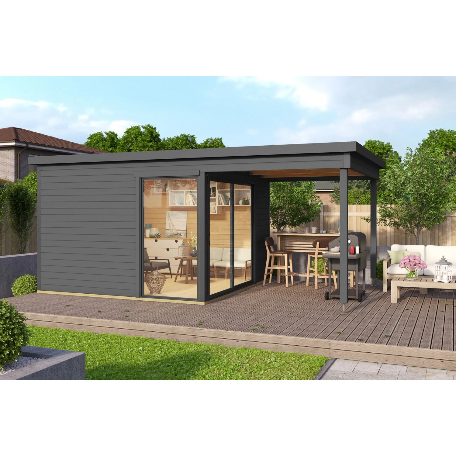 Lasita Gartenhaus Domeo 2 Carbongrau 504,4 cm x 300 cm