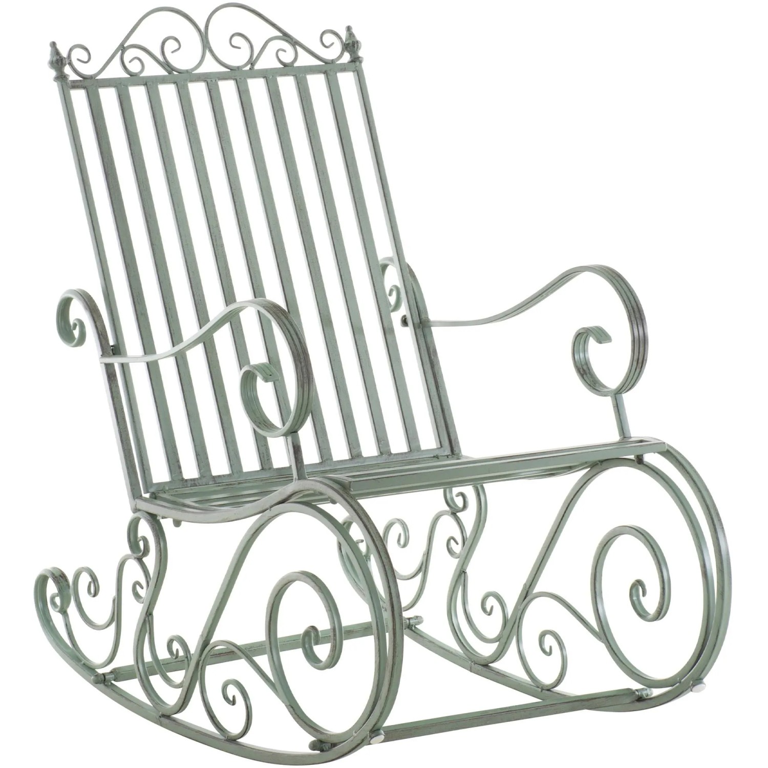 DELUKE Schaukelstuhl ANNA Antik Outdoor 56x90x94cm Metall Antik-Grün Gartenstuhl Liegestuhl Relaxstuhl Garten Terrasse
