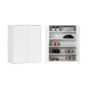 mokebo Schuhschrank Concierge, weiß, mit zwei Türen, Schuhregal und Stauraum für den Flur.