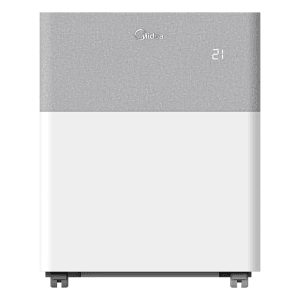 Midea PortaSplit: Mobile Split-Klimaanlage in Weiß/Grau mit digitaler Anzeige.