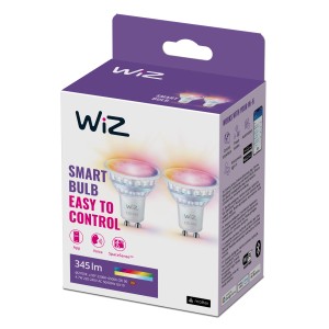 WiZ LED-Spots GU10, 4,7W, transparent, 2er-Pack. Smarte Glühlampen mit Farbwechsel.