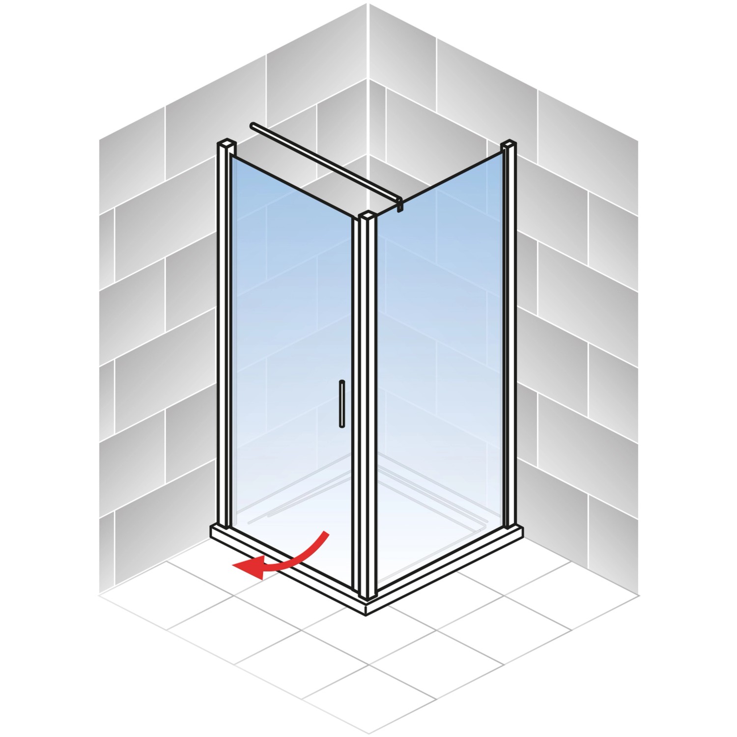 Schulte ExpressPlus Drehtür mit Seitenwand, mattschwarz, 200x90 cm, Duschtür mit Drehlager.