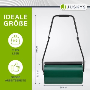 Juskys Rasenwalze Fritz, befüllbare Gartenwalze aus Metall, 60 cm Arbeitsbreite.