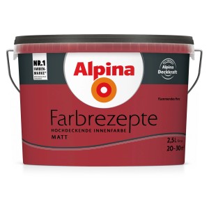 Eimer Alpina Farbrezepte Flammendes Herz, matte bunte Wandfarbe für Innen, 2,5 Liter.