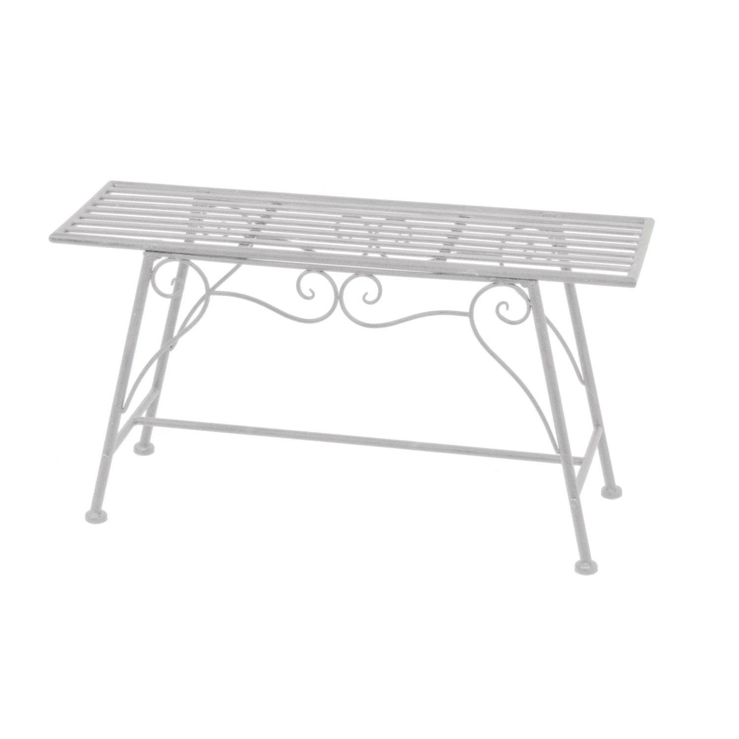 DELUKE Blumenbank RITA Stahl Antik-Weiß 45x83x27cm Pflanzenständer Pflanzenregal Blumenregal