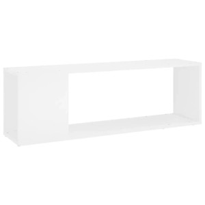 Weißer TV-Schrank (100x24x32 cm) aus Holzwerkstoff mit zwei offenen Fächern.