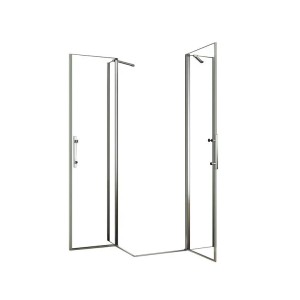 Eckdusche: Duschparadies Eckeinstieg 120x90cm mit Pendeltür, 6mm NANO Glas, Höhe 195cm.