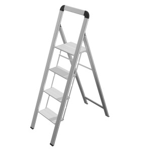 Mephisto Aluminium Klappleiter mit 4 Stufen und Bügel, max. 150 kg Tragkraft.