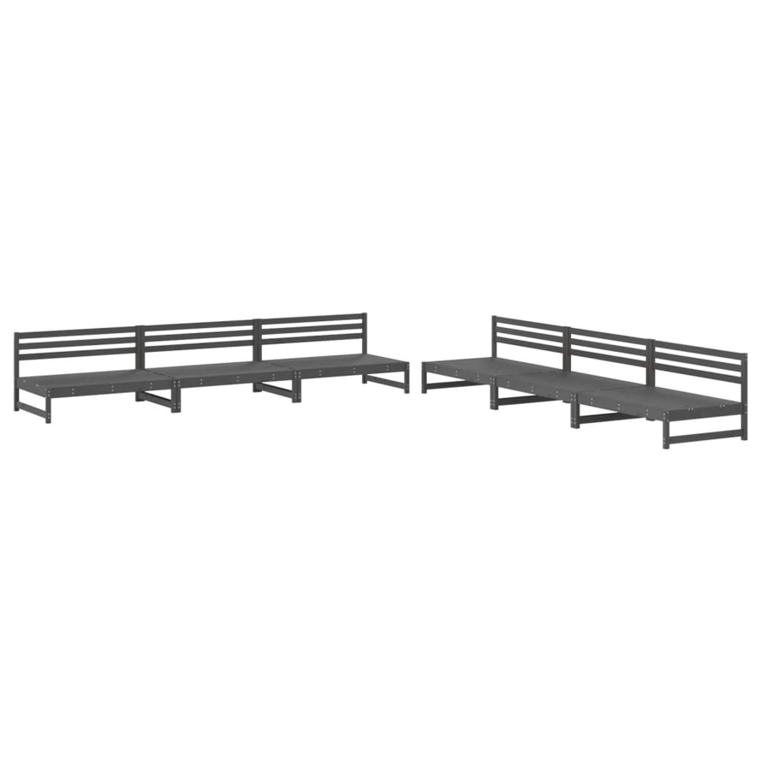 vidaXL 6-tlg Garten-Lounge-Set Grau Massivholz Kiefer Modell 11