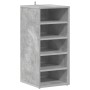 Betongrauer Schuhschrank aus Holzwerkstoff mit Betonoptik, 5 offene Fächer, für Schuhe, wandmontierbar.