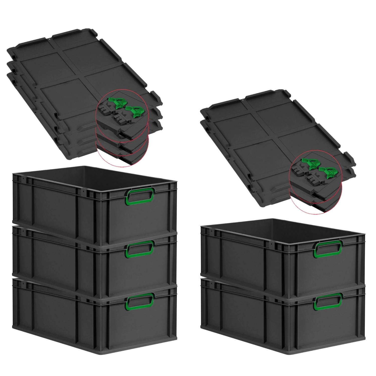 PROREGAL SuperSparSet 5x Eurobox Nextgen Color Mit Scharnierdeckel HxBxT 22 günstig online kaufen