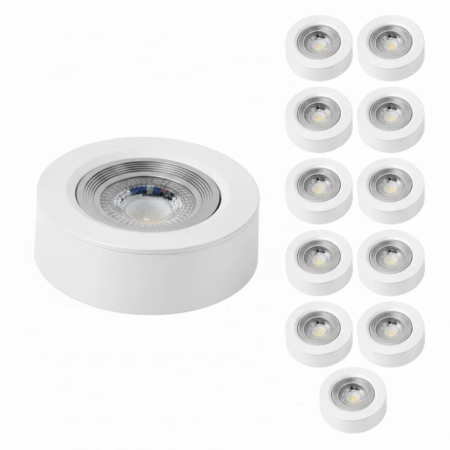 LUXULA 12er-Set LED Einbauspot Ultra-Flach Ø70-75mm Dimmbar CCT Warm- Kaltweiß Einbau & Aufbau 5W Downlight Weiß