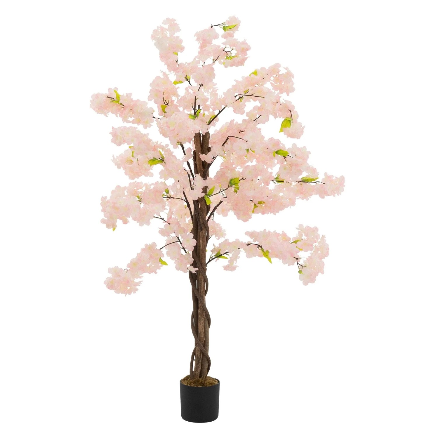 ML-Design Künstlicher Kirschblütenbaum 120 cm Rosa mit Naturholzstamm
