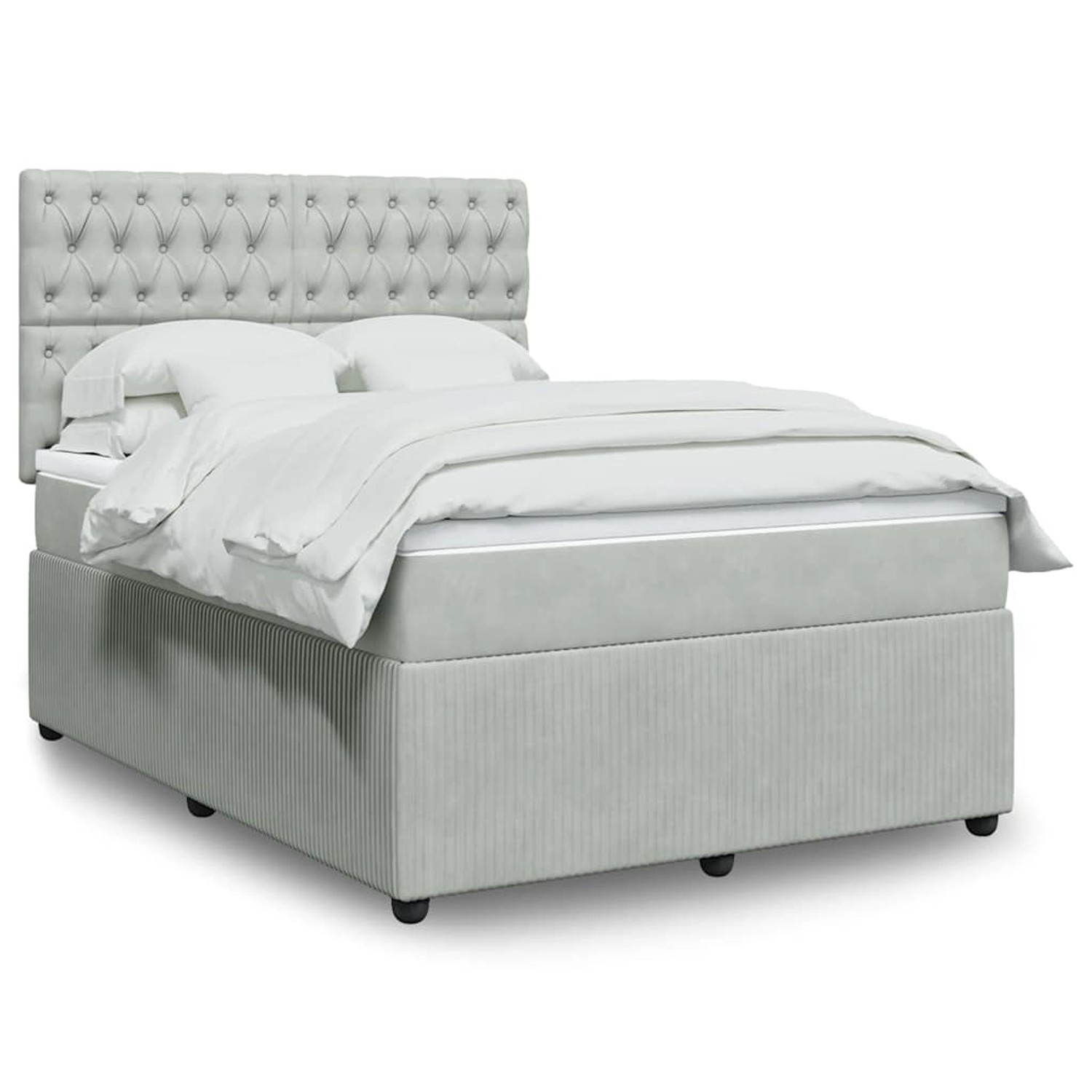 vidaXL Boxspringbett mit Matratze Hellgrau 160x200 cm Samt 3294688 günstig online kaufen
