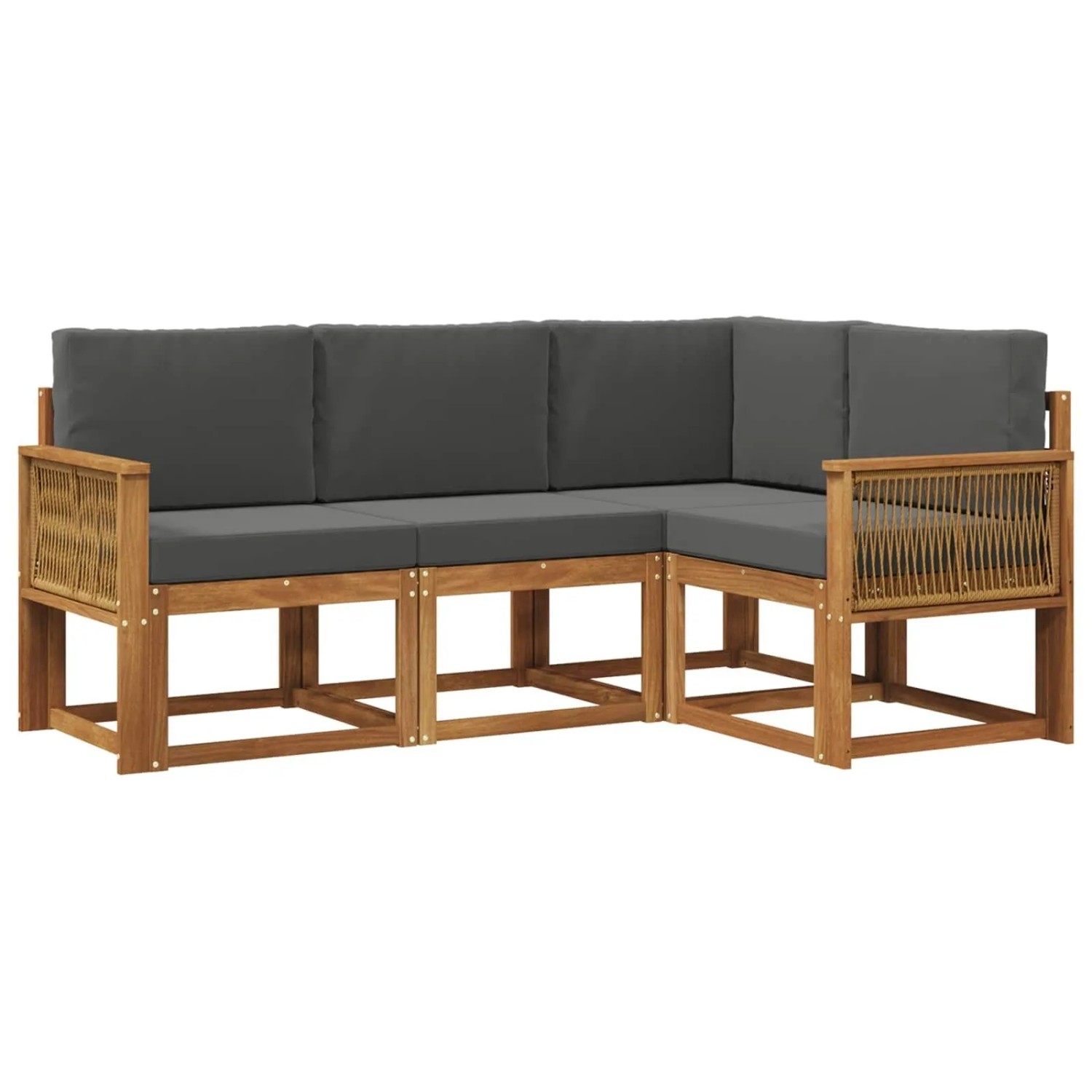 vidaXL Outdoor-Sofagarnitur 4 Stk Natur und Anthrazit Polyester 3385178