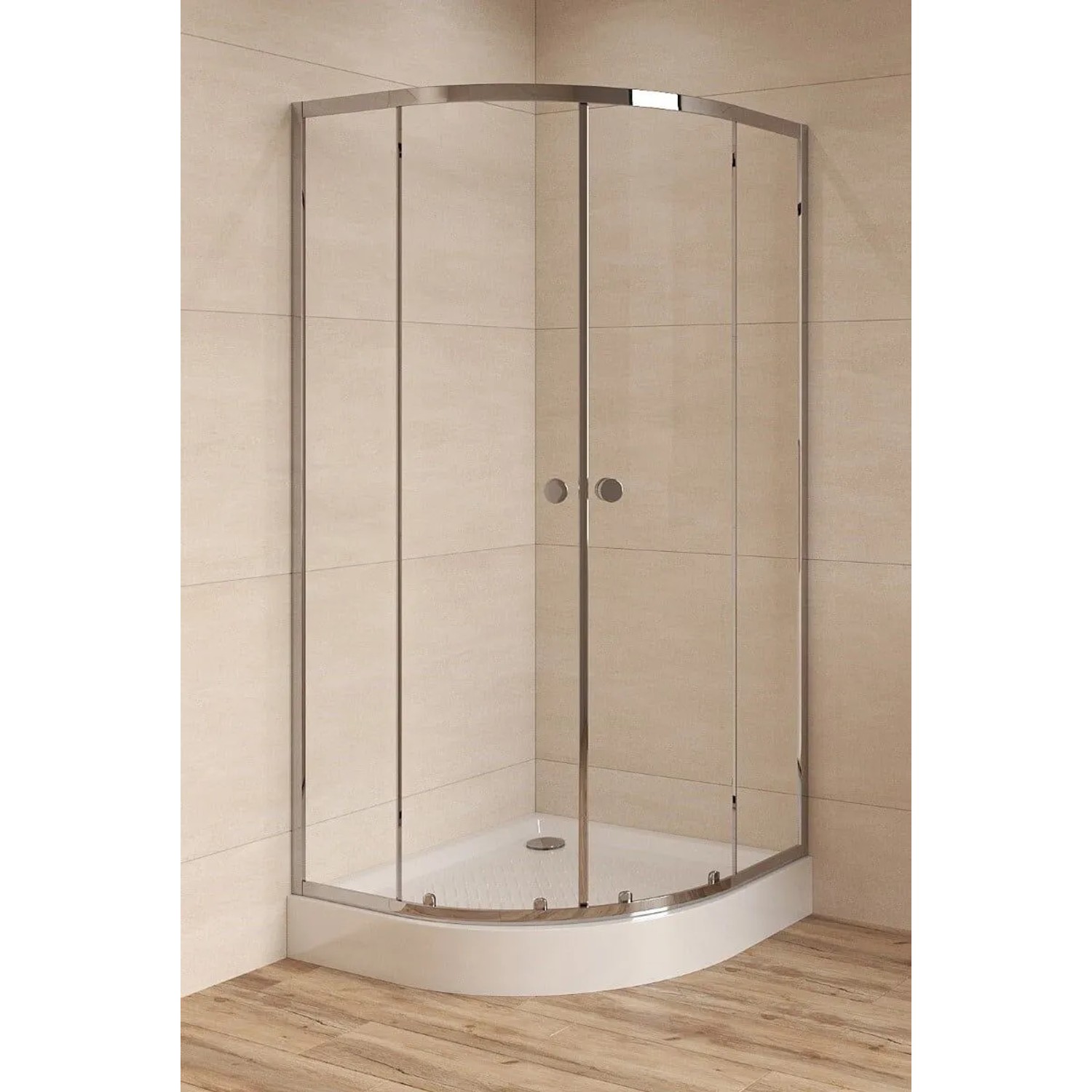 Swiss Aqua Technologies Duschkabine Nano Beschichtung Sicherheitsglas Viertelkreis Eckdusche 90x90CM Chrom