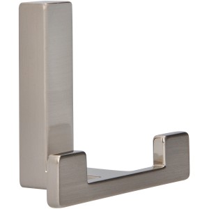 Glänzender, edelstahlfarbiger Garderobenhaken aus Metall von Siro mit zwei Aufhängungen.