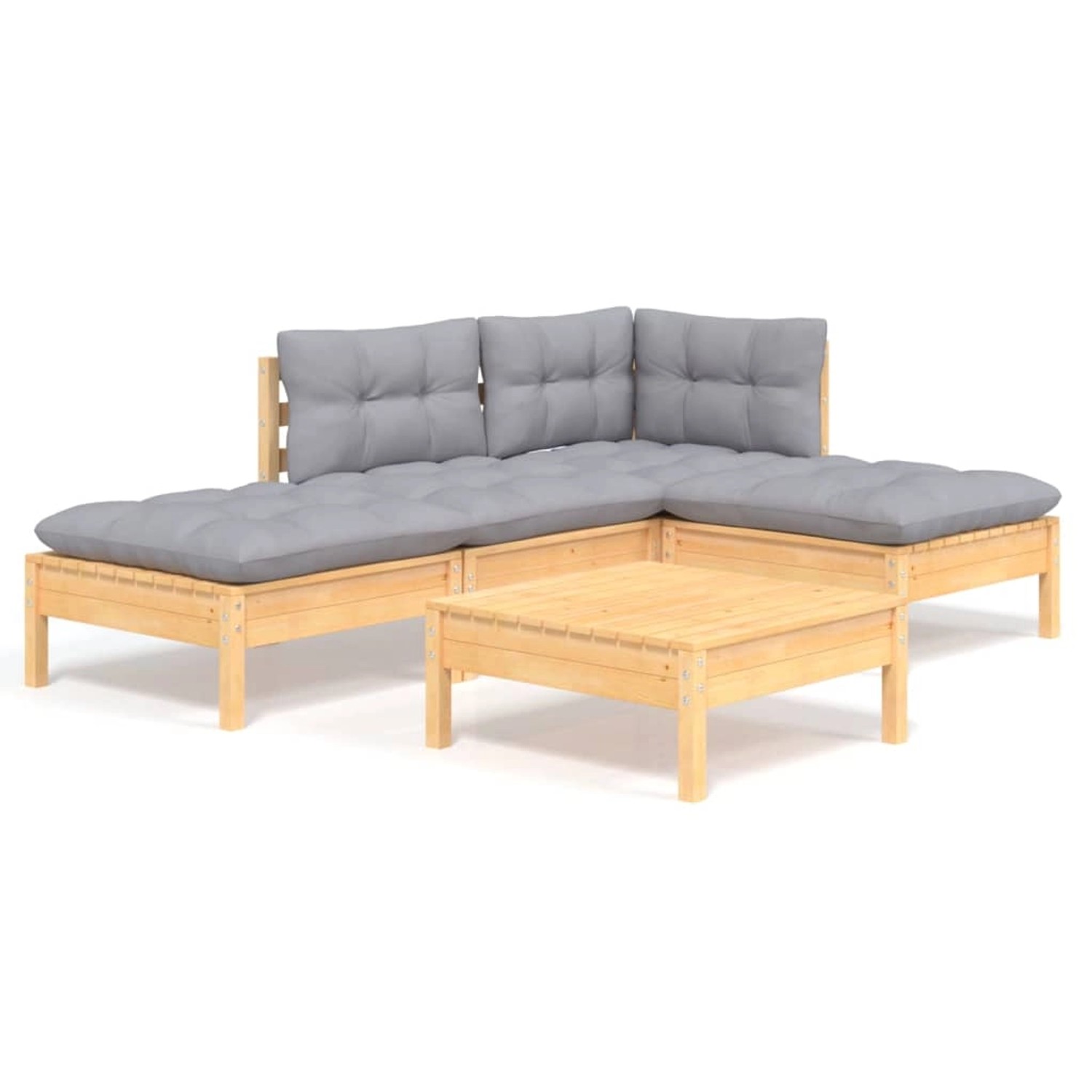 vidaXL 5-tlg Garten-Lounge-Set mit Grauen Kissen Kiefernholz Modell 5 günstig online kaufen