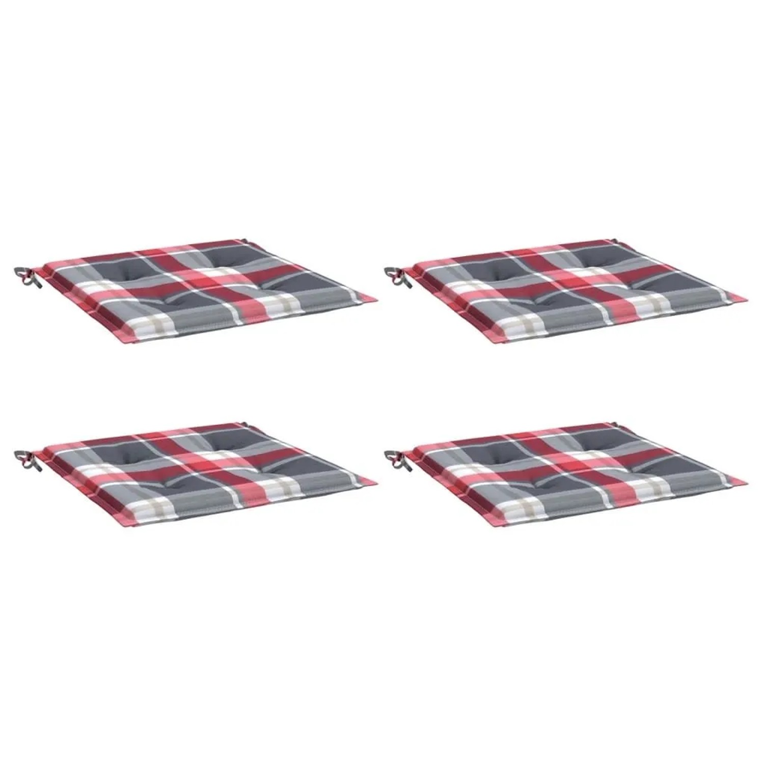 vidaXL Gartenstuhl-Kissen 4Stk Rot Karomuster 50x50x4cm Oxford-Gewebe 314069