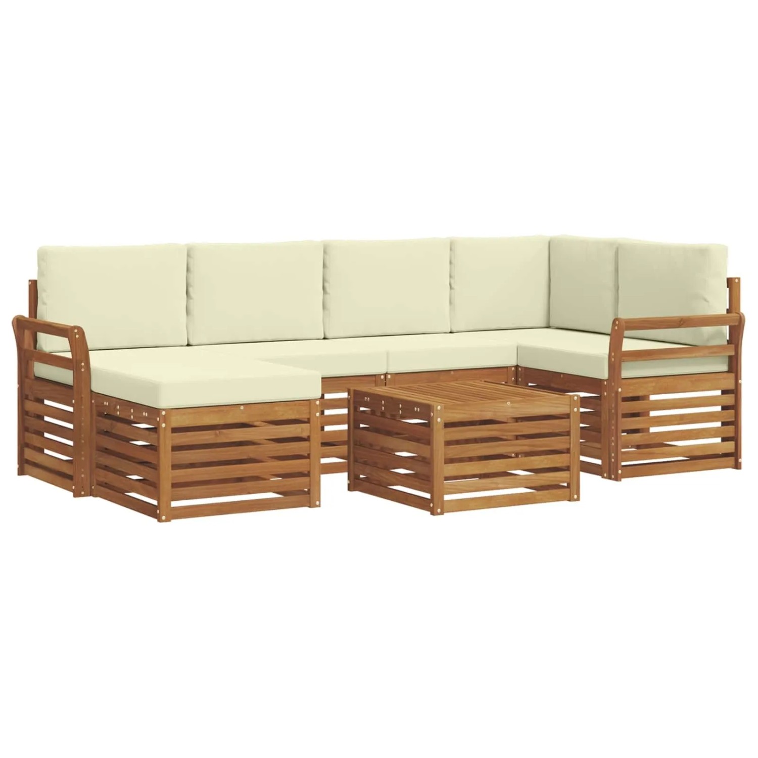 vidaXL Sofagarnituren 7 Tlg Natur und Creme Massivholz Akazie 3375130