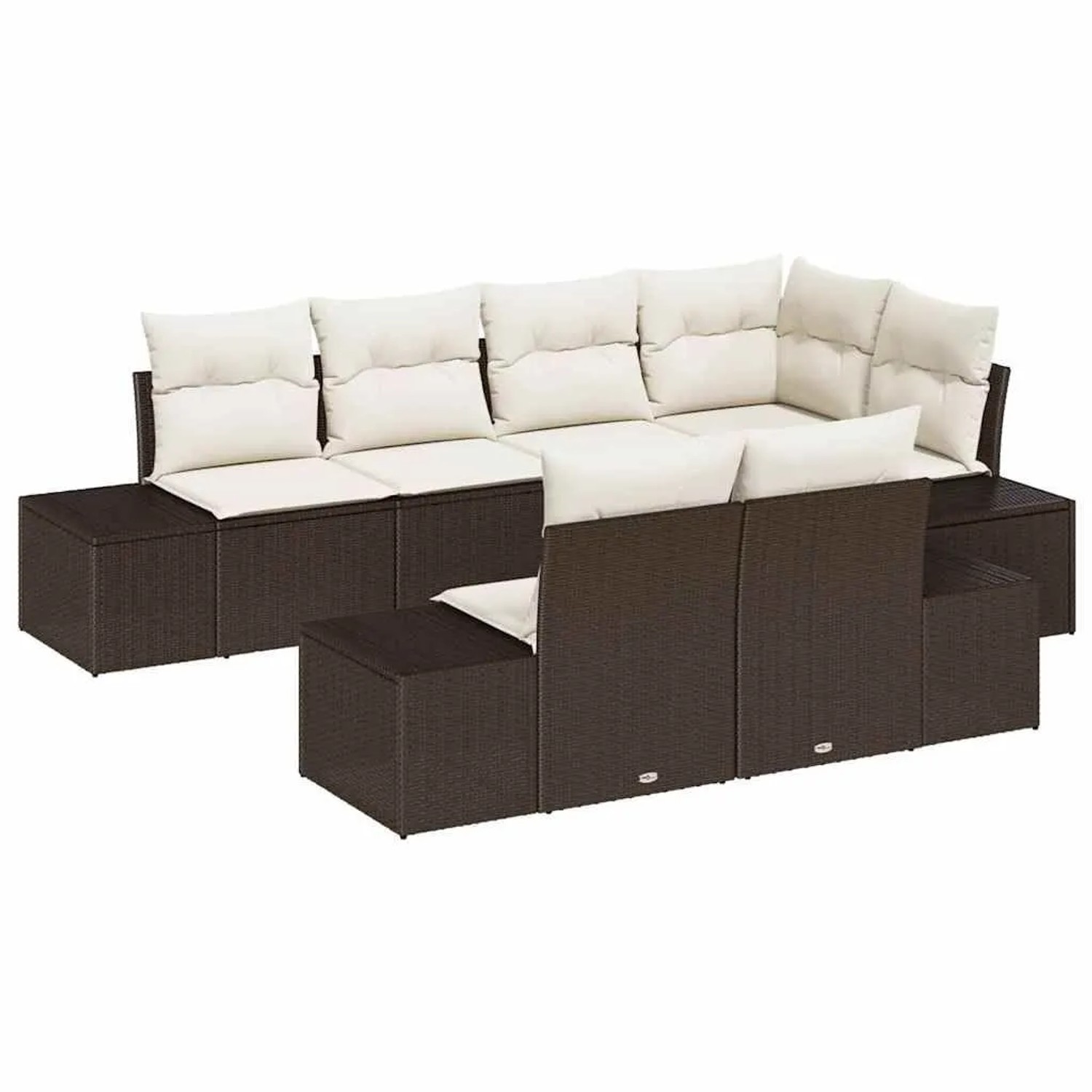 vidaXL Gartensofa-set mit Speicher 7-Tlg Braun und Creme Poly-Rattan 335576 günstig online kaufen