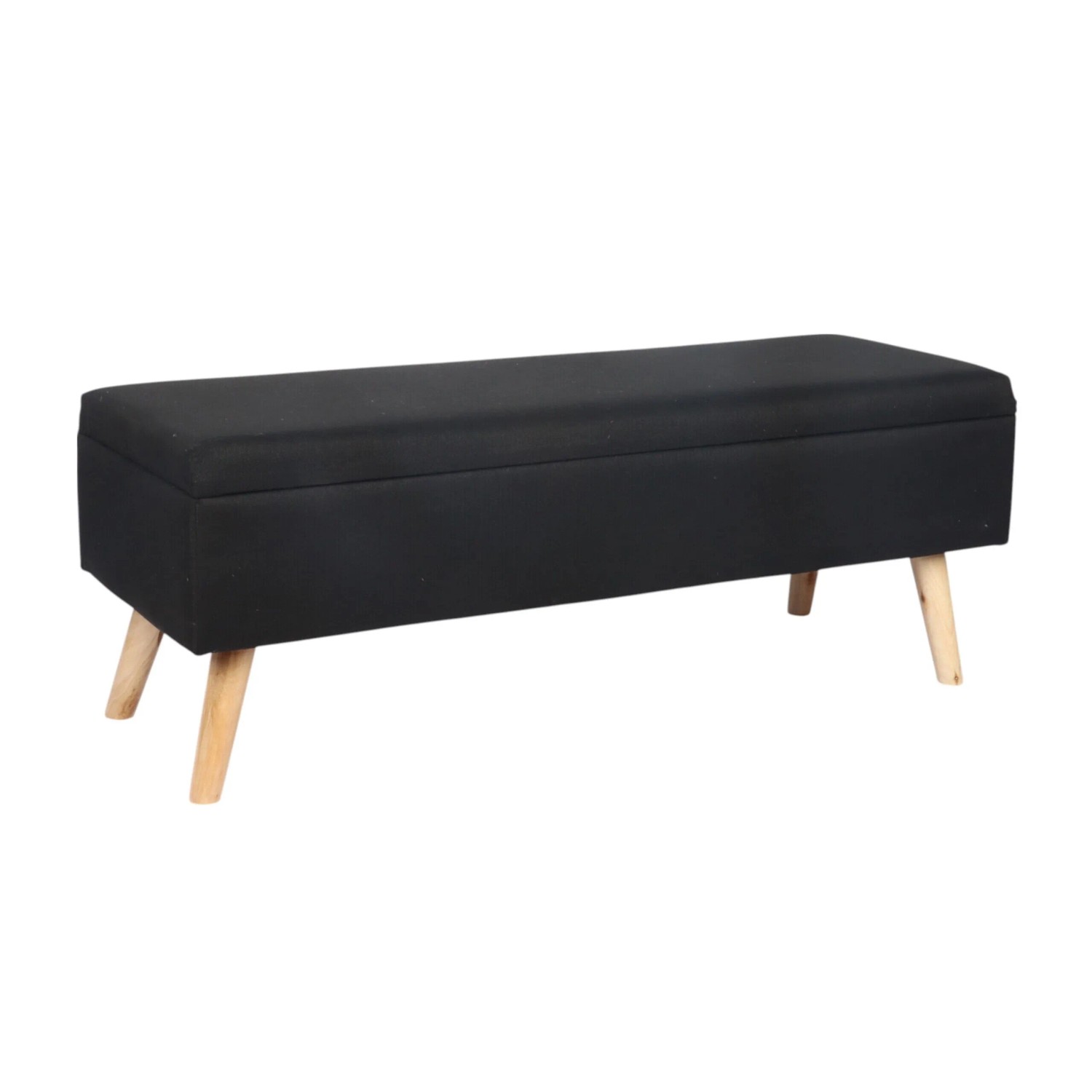 Relaxdays Sitzbank MDF Eukalyptusholz Schwarz Leinenoptik Gepolstert Klappbar 110 cm x 40 cm x 40 cm 14,3 kg
