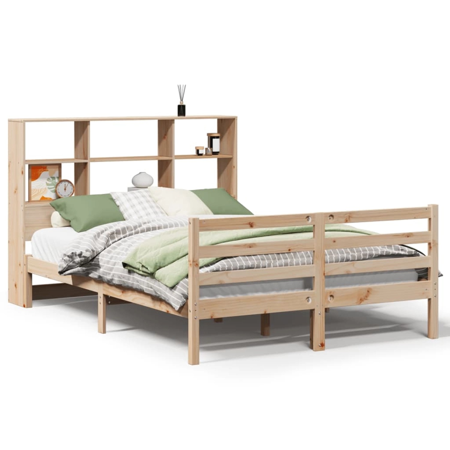 vidaXL Massivholzbett mit Regal ohne Matratze 120x200 cm Kiefer 3321897 günstig online kaufen