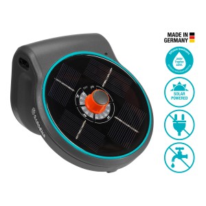 Gardena Aqua Bloom Solar-Bewässerungssystem: Bewässerungscomputer mit Solarpanel und Zeitschaltuhr.