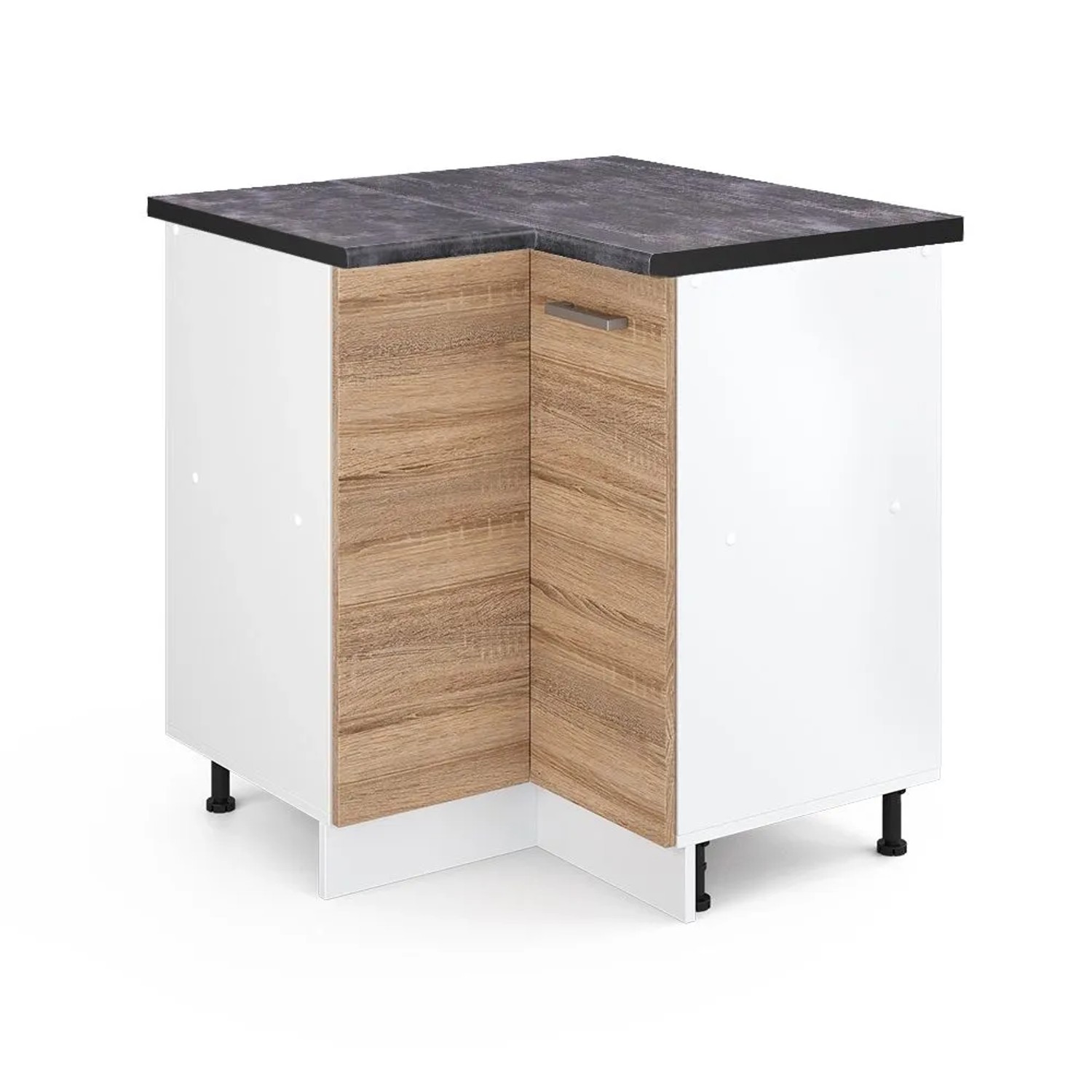 Vicco Eckunterschrank R-Line Küchen Eckschrank Sonoma Weiß 76 cm AP Anthrazit